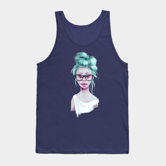 Green hair woman Tank Top by RamonMascaros